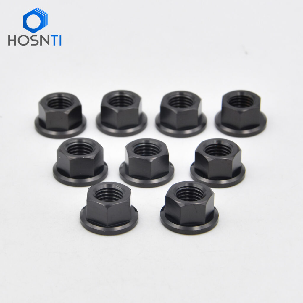 PVD coated black flange titanium nuts